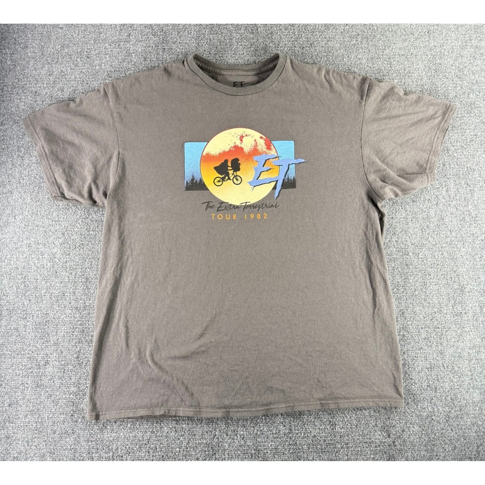 ET‎ The Extra Terrestrial Tour 1982 Graphic T-Shirt Gray Mens XL Movie Promo Tee